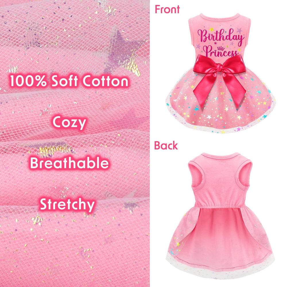Baobicute dog birthday dress with pink bow tie adds adorable charm.