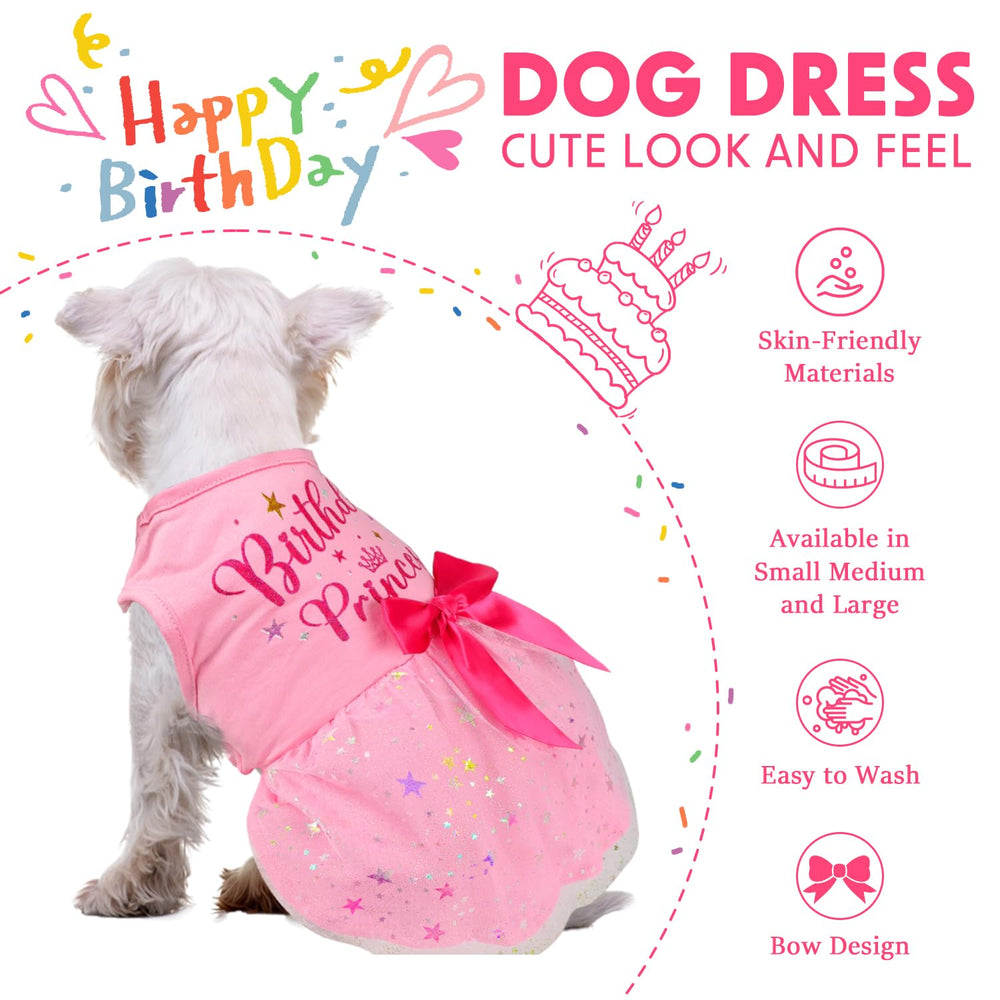 Baobicute dress features princess crown and glitter accents for festive photos.