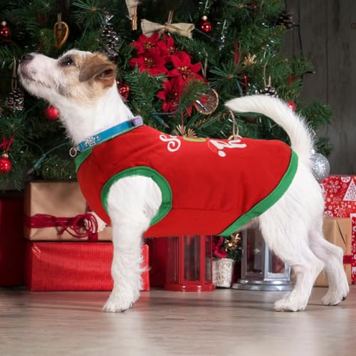 BAOBICUTE dog Christmas shirt sleeveless vest on model showing easy on off
