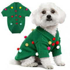 BAOBICUTE dog Christmas sweater green light cardigan for festive walks.