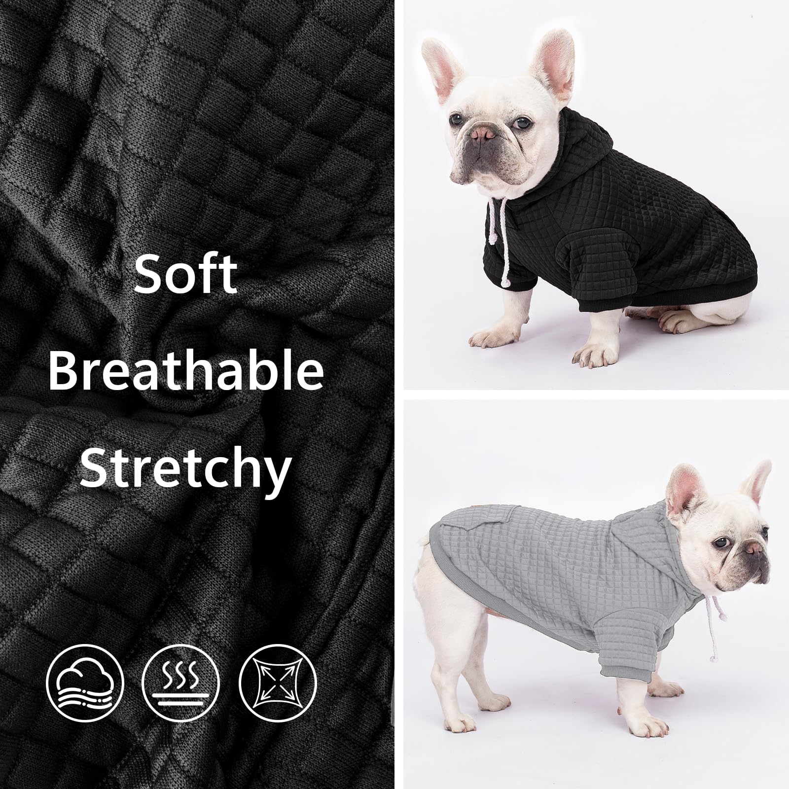 BAOBICUTE dog hoodie hood-drawstring enables adjustable warmth and fit.