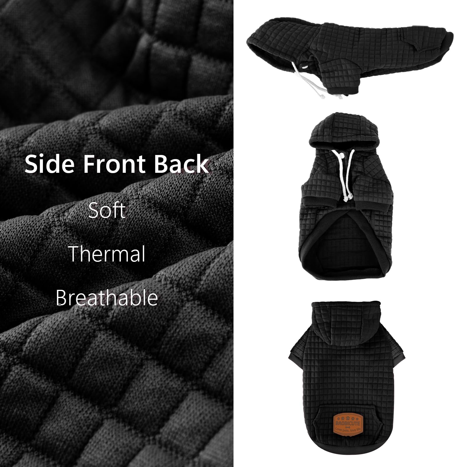BAOBICUTE machine-washable dog hoodie for easy care.