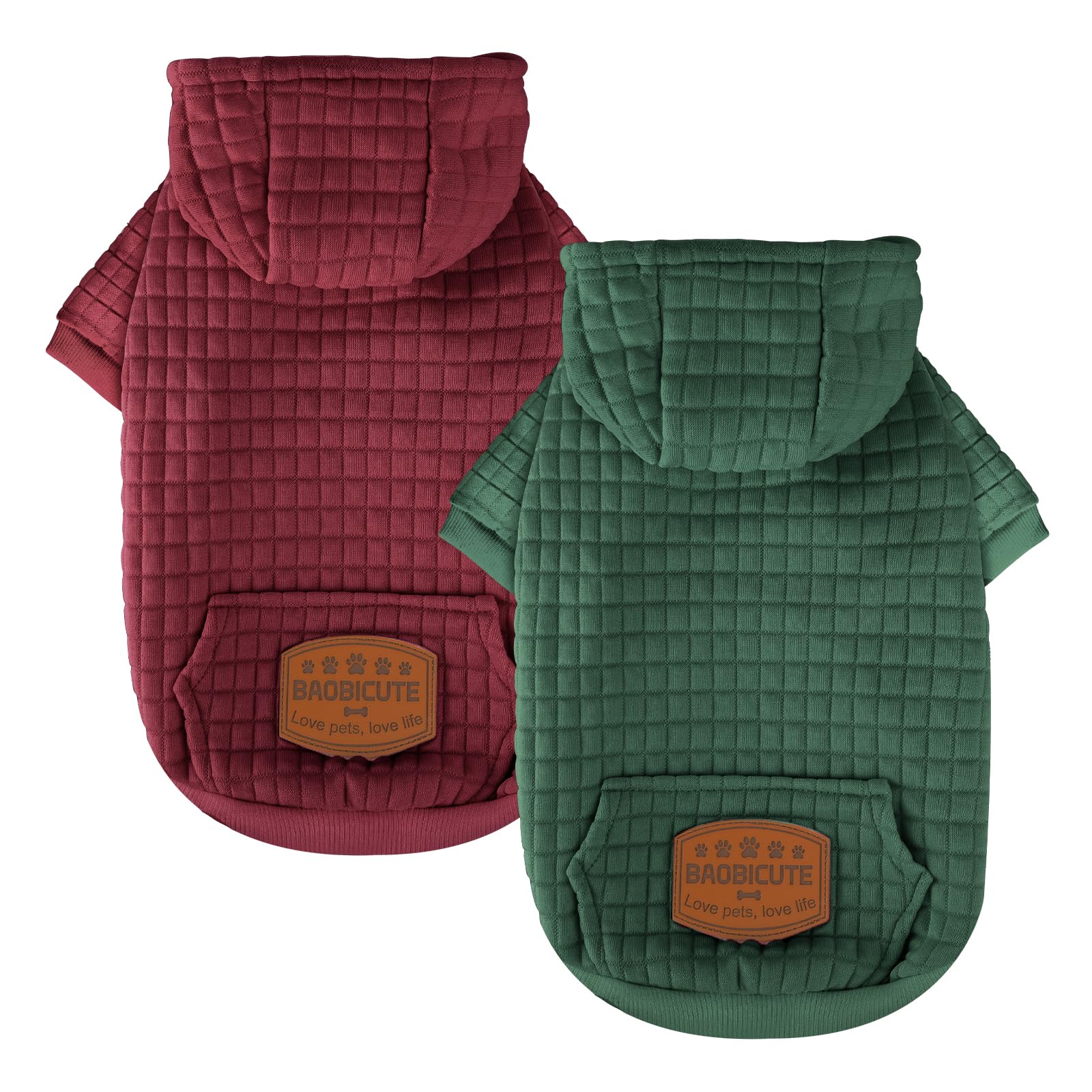 BAOBICUTE dog hoodie two-pack back view shows versatile color options for daily wear
