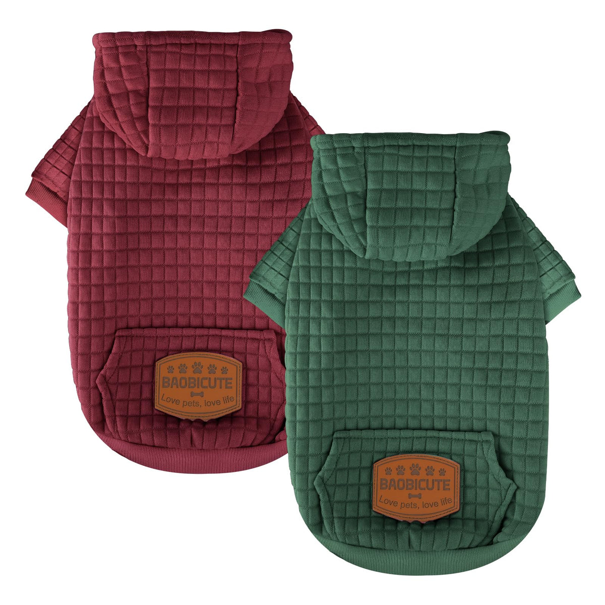 BAOBICUTE dog hoodie two-pack back view shows versatile color options for daily wear