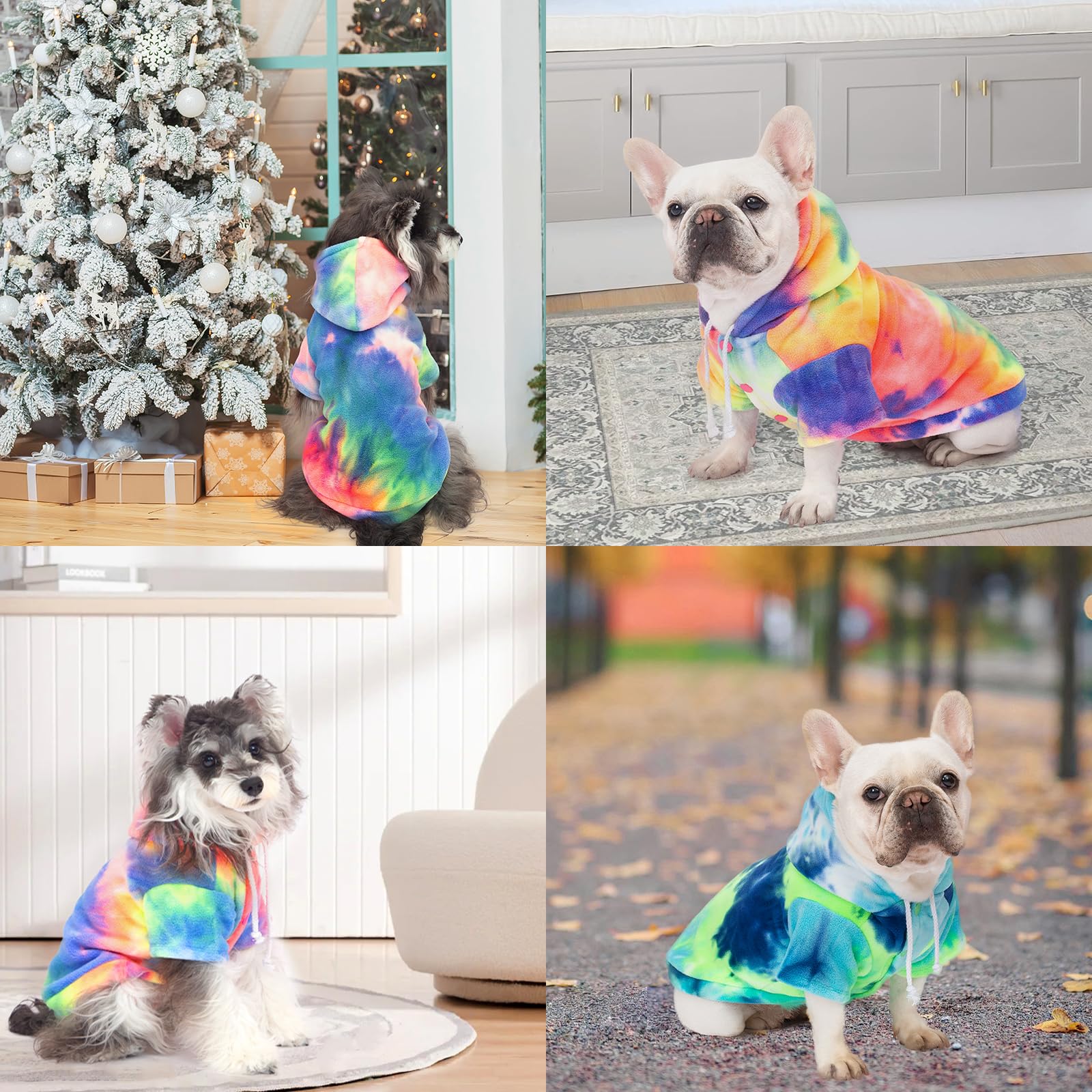 BAOBICUTE dog hoodie tie-dye pattern ideal for photos and cozy lounging.