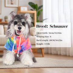 BAOBICUTE dog hoodie multi-color pattern adds stylish tie-dye charm