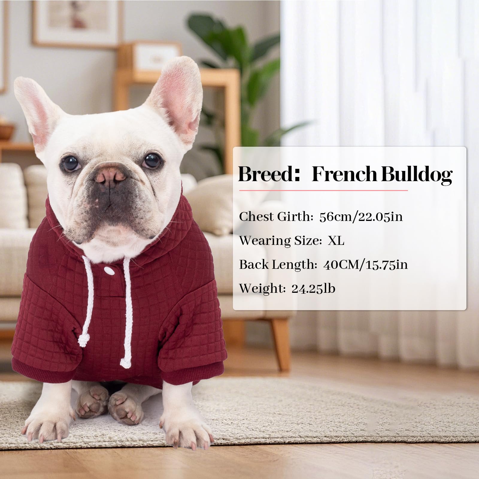 BAOBICUTE dog hoodie waffle fabric close-up shows soft, breathable warmth