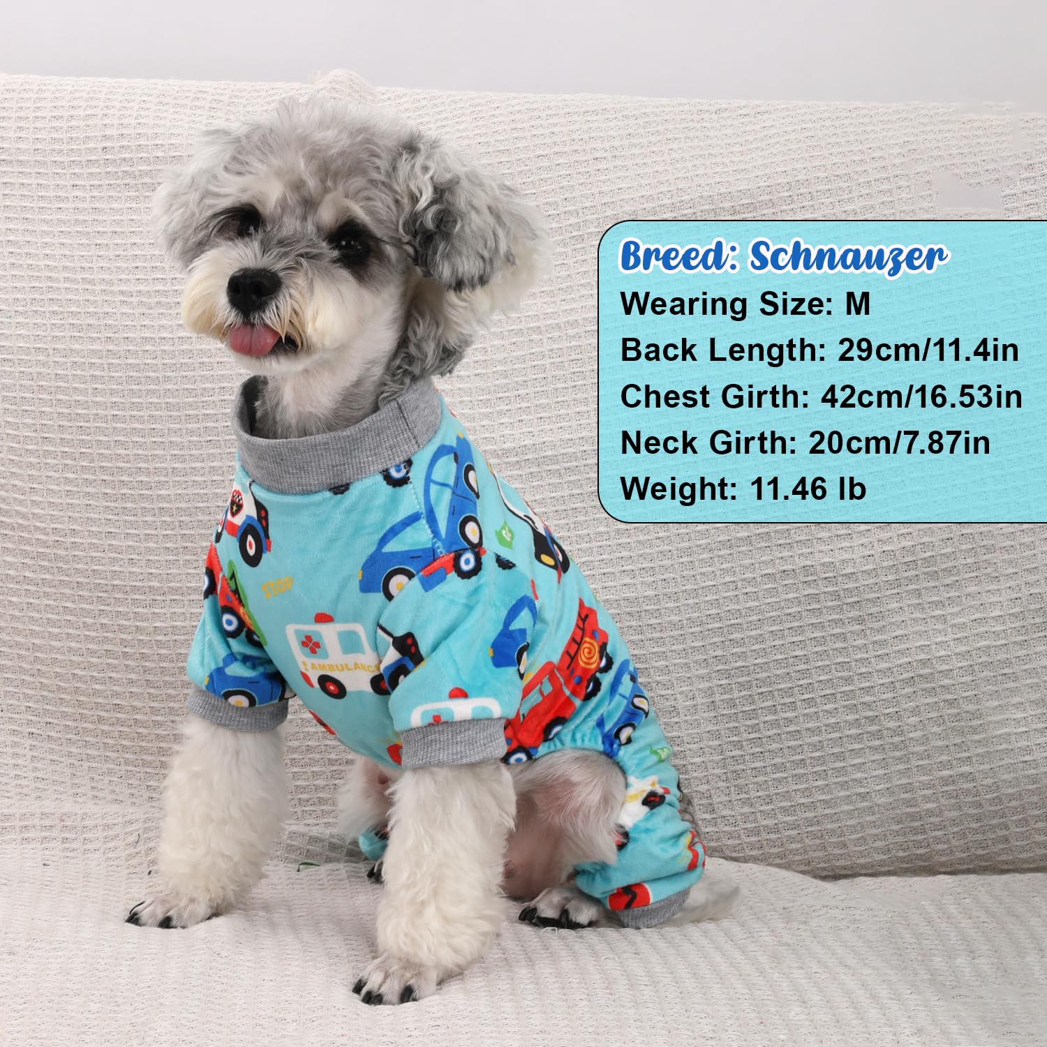 BAOBICUTE dog pajamas dinosaur pattern on dog highlighting playful outing comfort.
