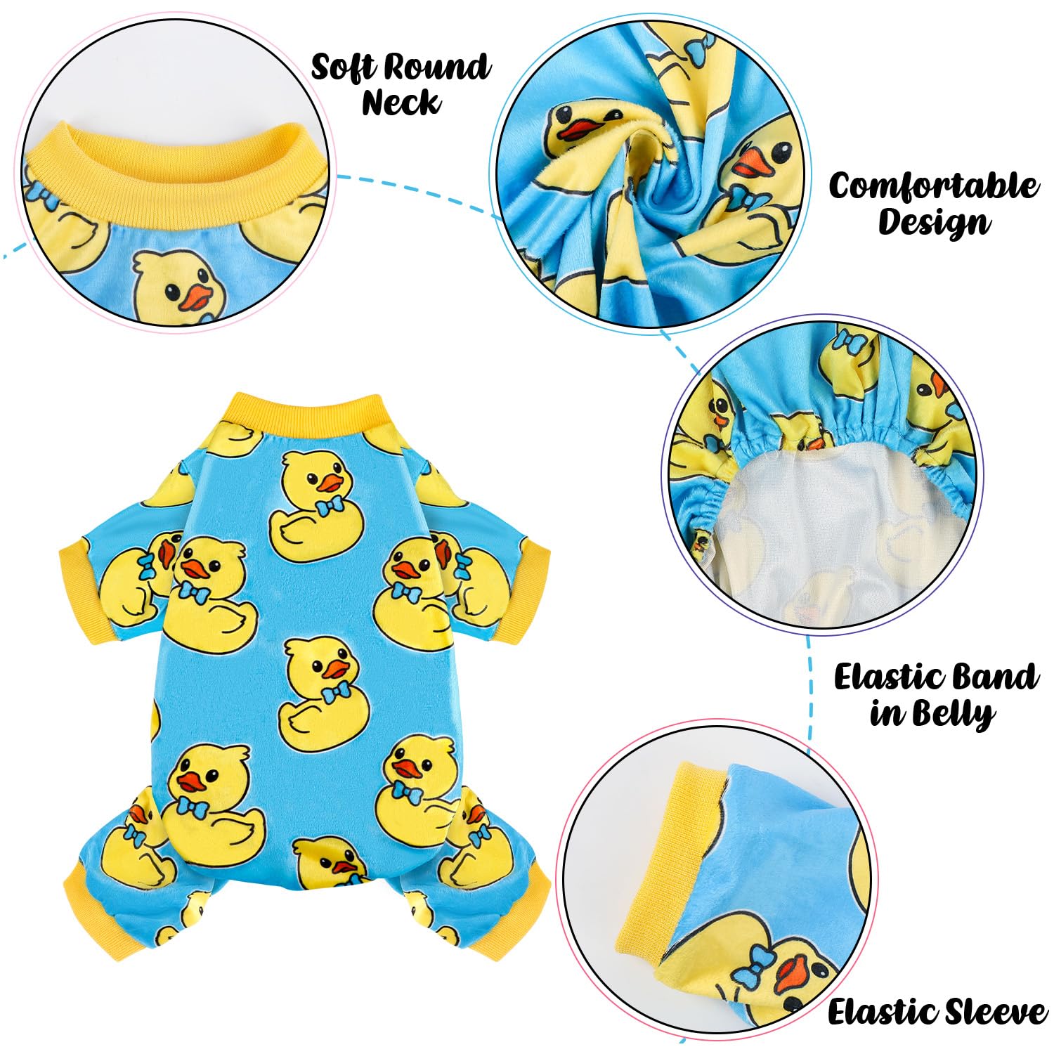 BAOBICUTE duck-pattern dog pajamas provide festive flair for parties or holidays.