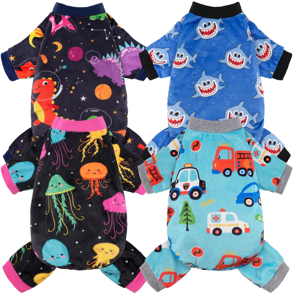 BAOBICUTE dog pajamas pack front view for everyday wear and cute color coordination.