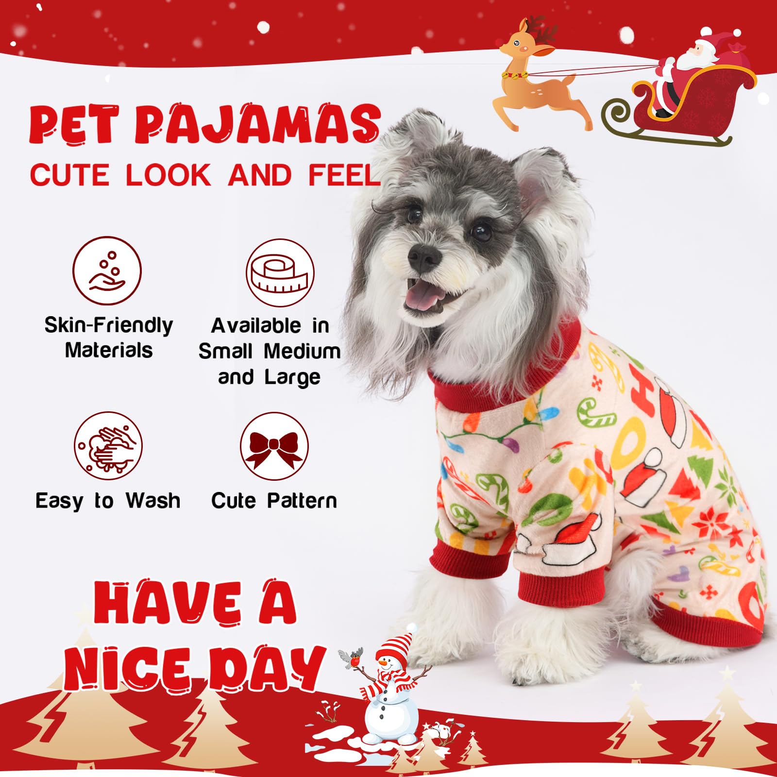 BAOBICUTE dog pajamas size chart image showing fit guidance