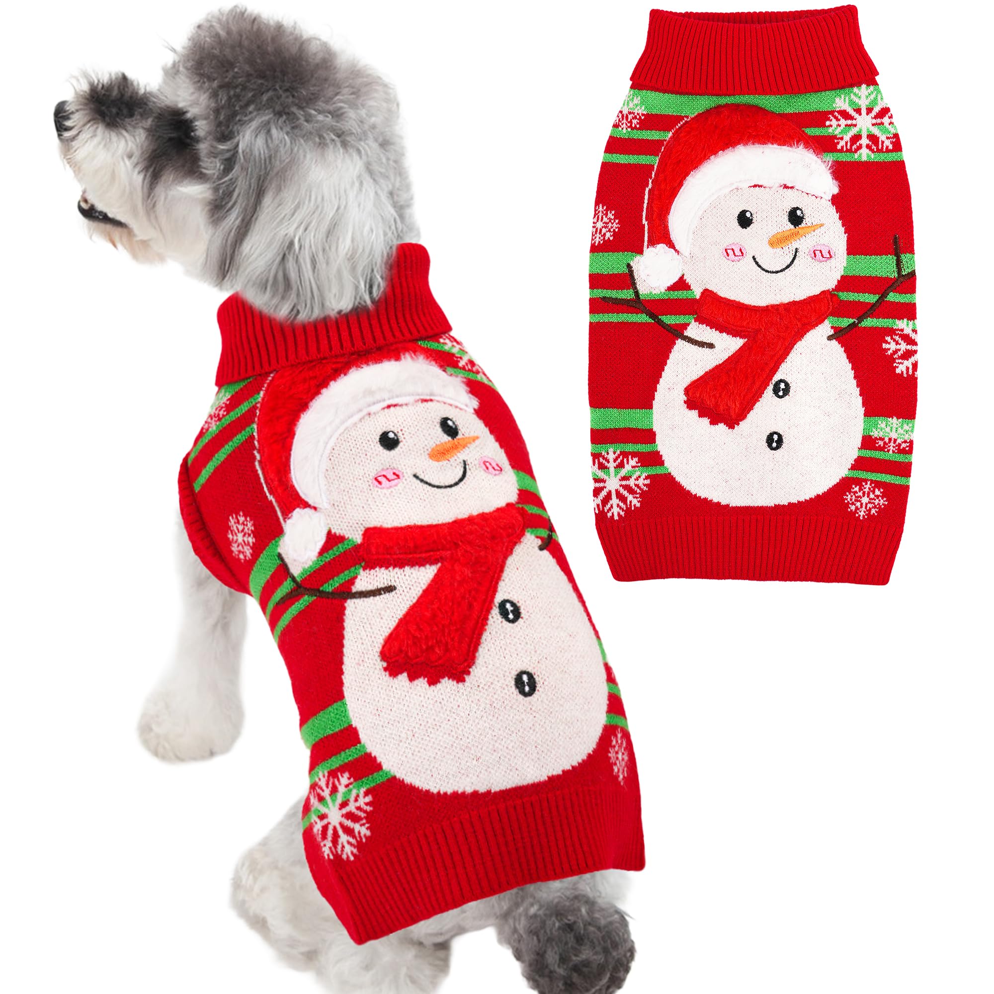 BAOBICUTE dog sweater snowman back showcases festive charm for holiday outings