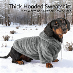 BAOBICUTE fuzzy dog hoodie side cuff detail demonstrates flexible design for movement.