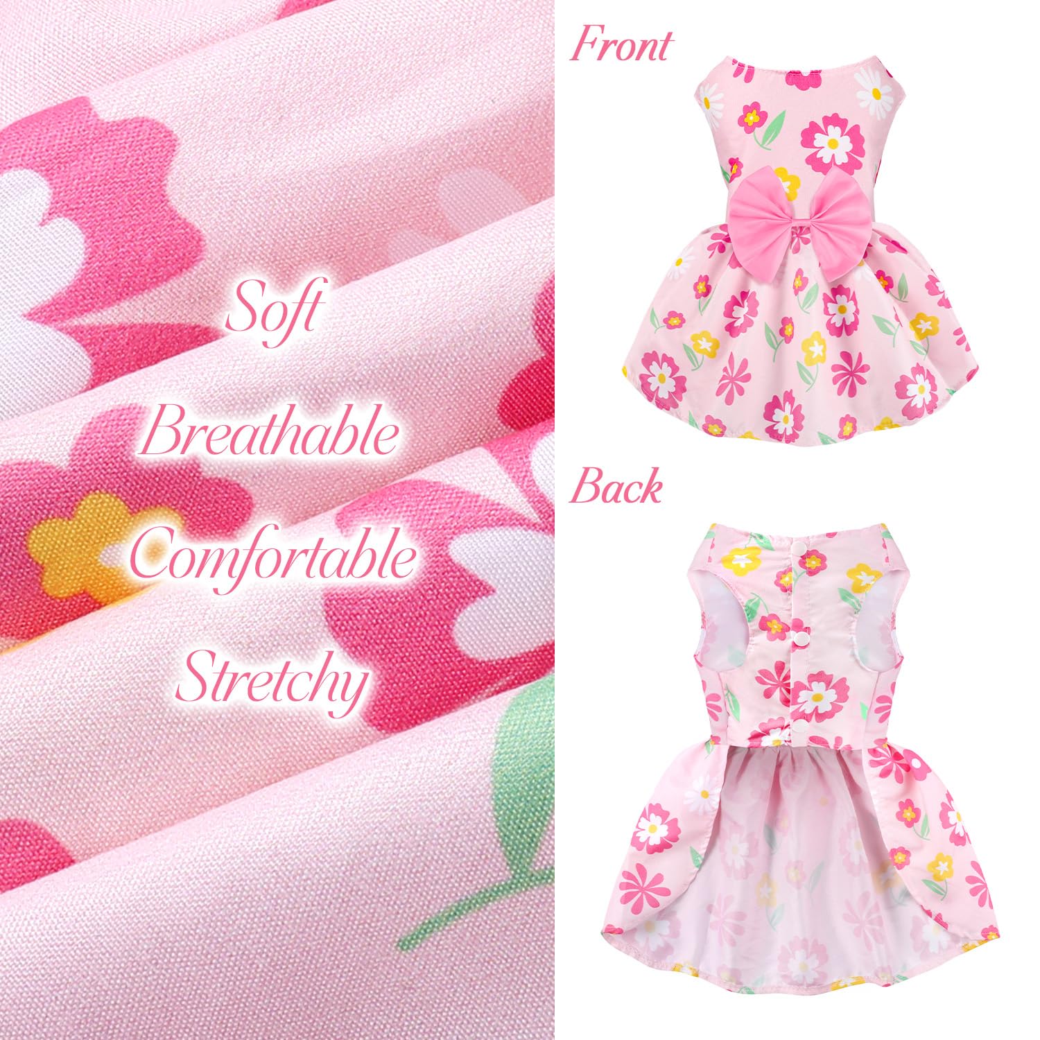Baobicute girl dog dress showing bow-tie detail for added charm