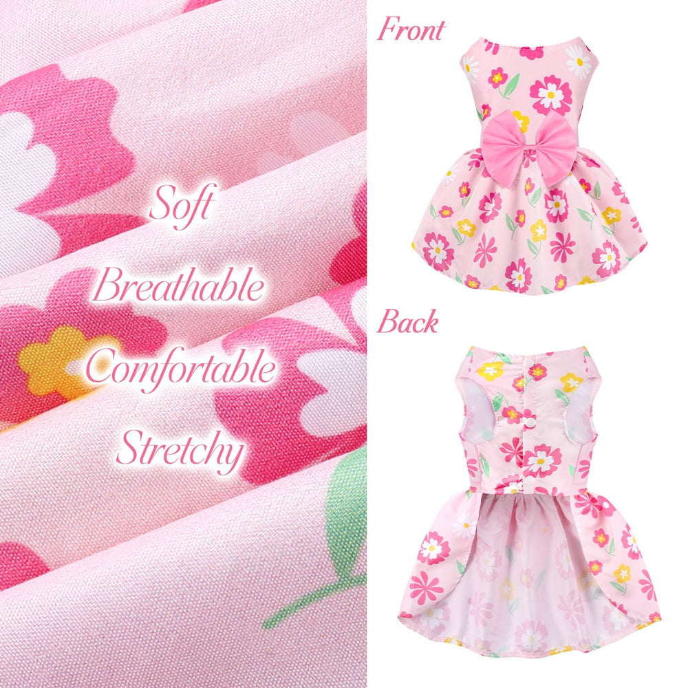 Baobicute girl dog dress showing bow-tie detail for added charm
