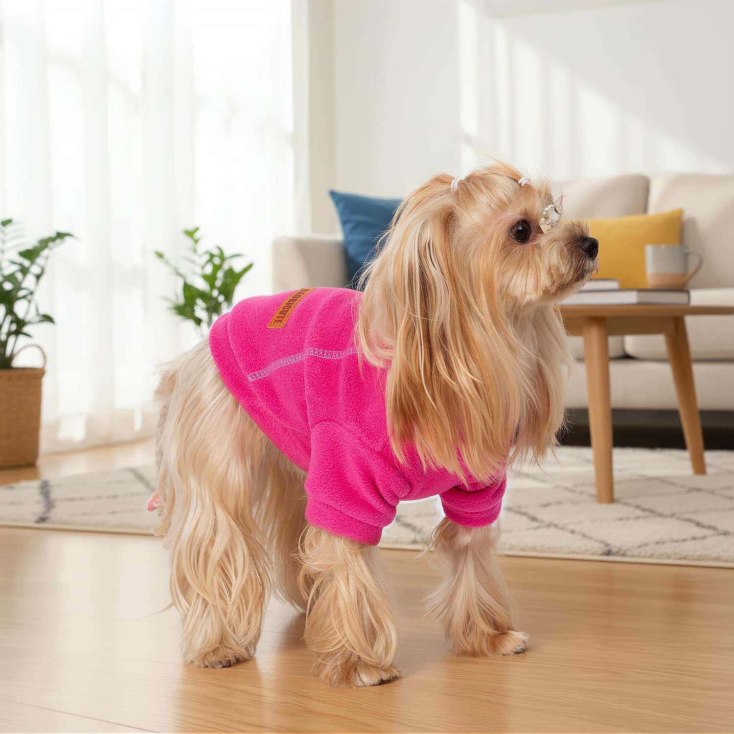 BAOBICUTE fleece dog sweater is machine washable for quick cleanup after adventures