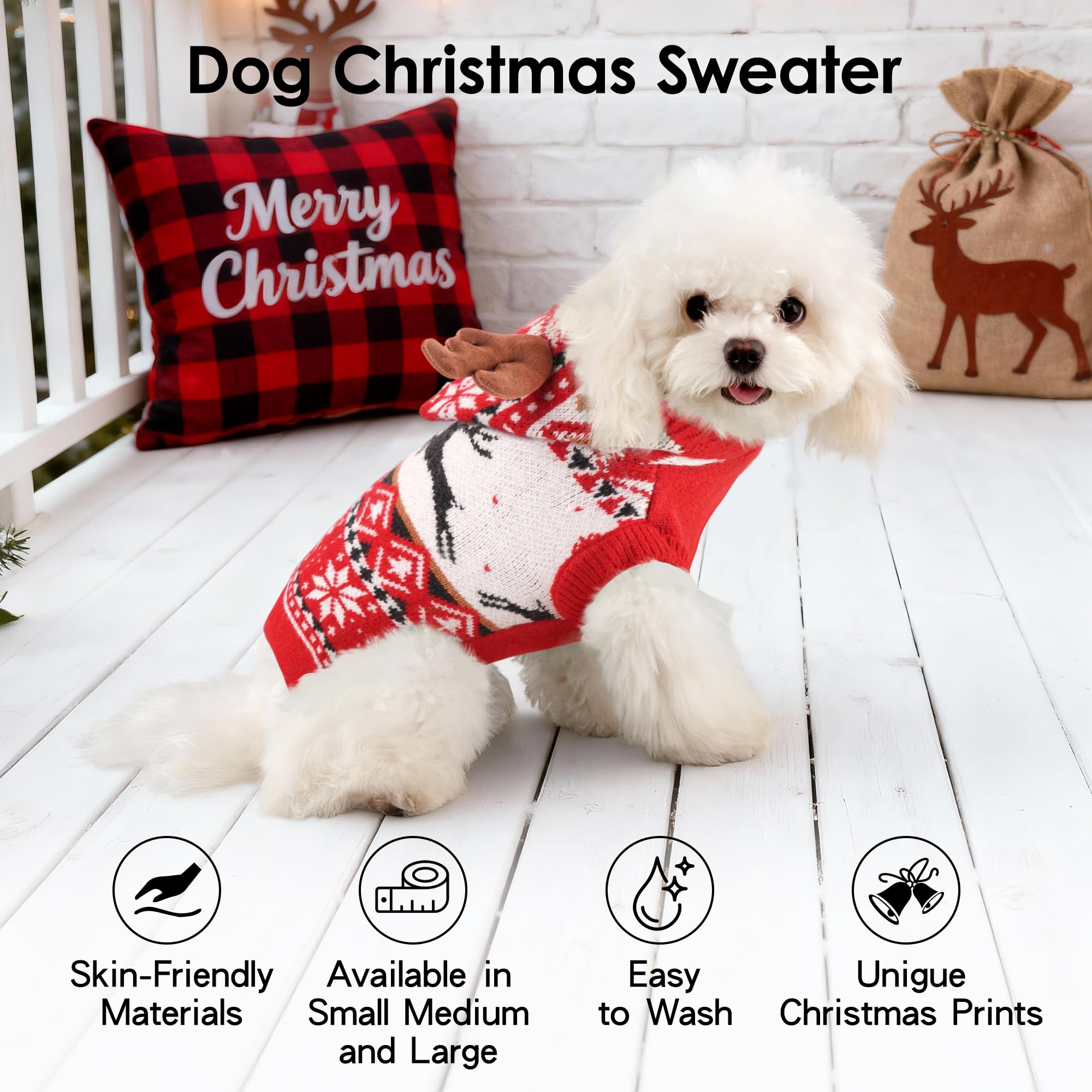 Baobicute reindeer antler hood detail adds festive charm for holiday photos.