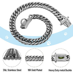 BAOBOTE chew-proof stainless steel collar resists chewing while maintaining polished finish during play.