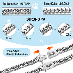 BAOBOTE 18k silver dog collar with snap buckle demonstrates secure closure for easy on/off.