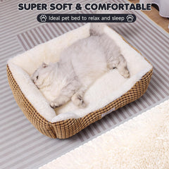 Baodan small dog bed coffee plush close-up highlights ultra-soft comfort for calm naps