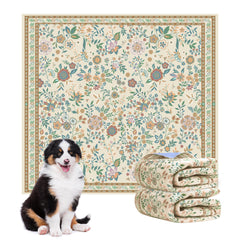 Baodan washable dog pad with floral pattern protects floors during potty training.