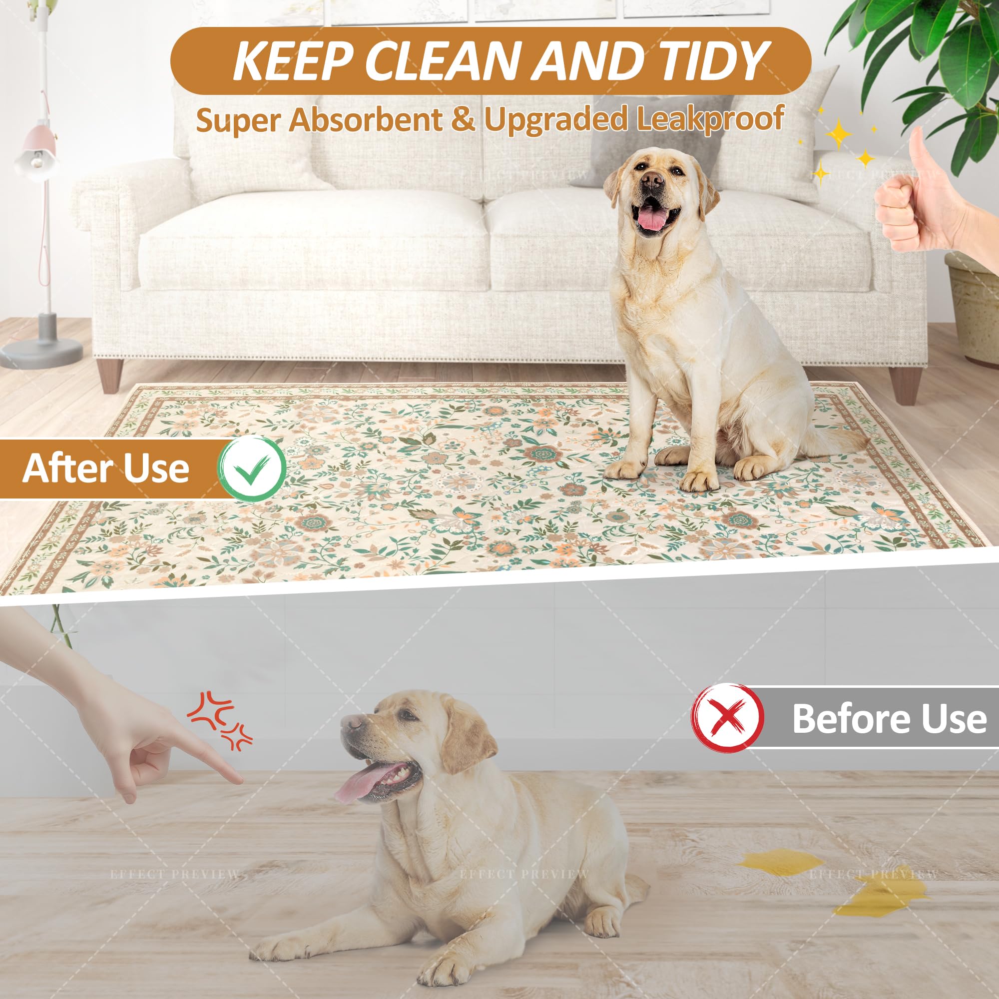 Baodan washable dog pee pad two-pack display showing convenient replacement and long-lasting softness.