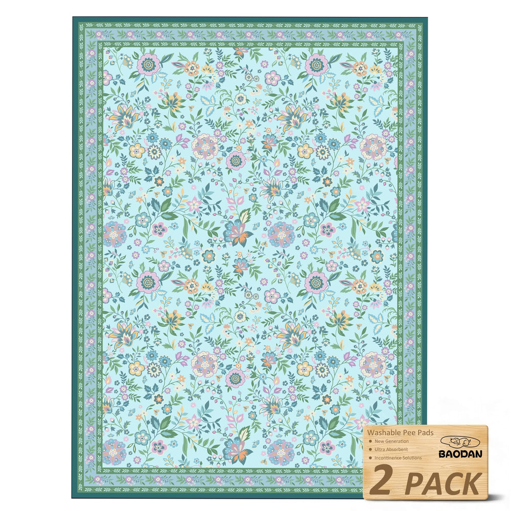 Baodan washable pee pad flowers 2-pack for at-home potty training and floor protection.