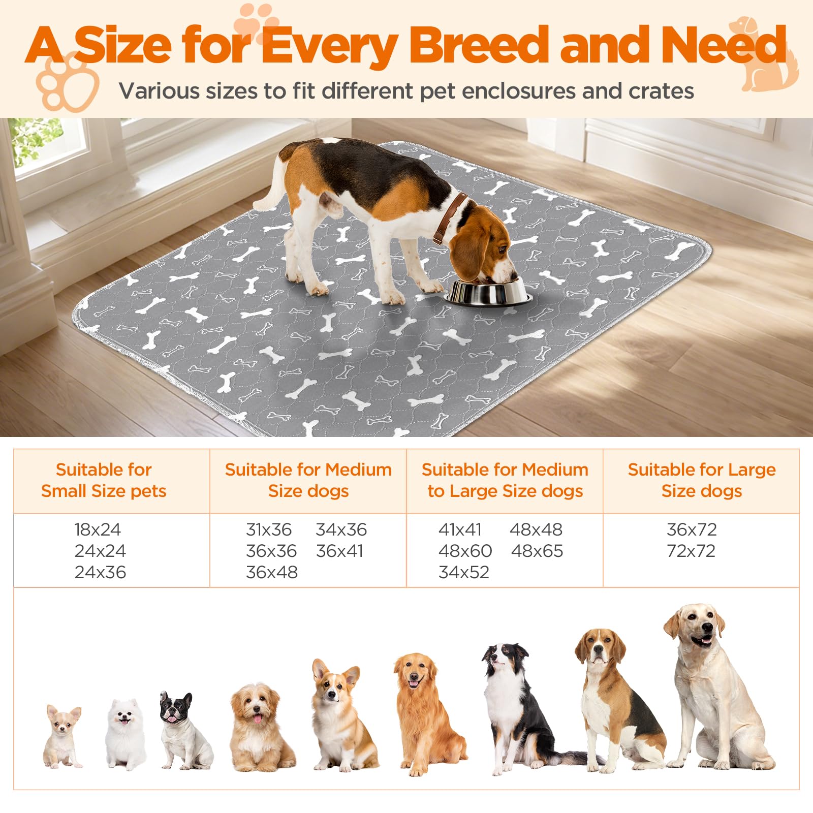 Baodan washable pee pad large 54x54 in dog playpen use demonstrates versatility.