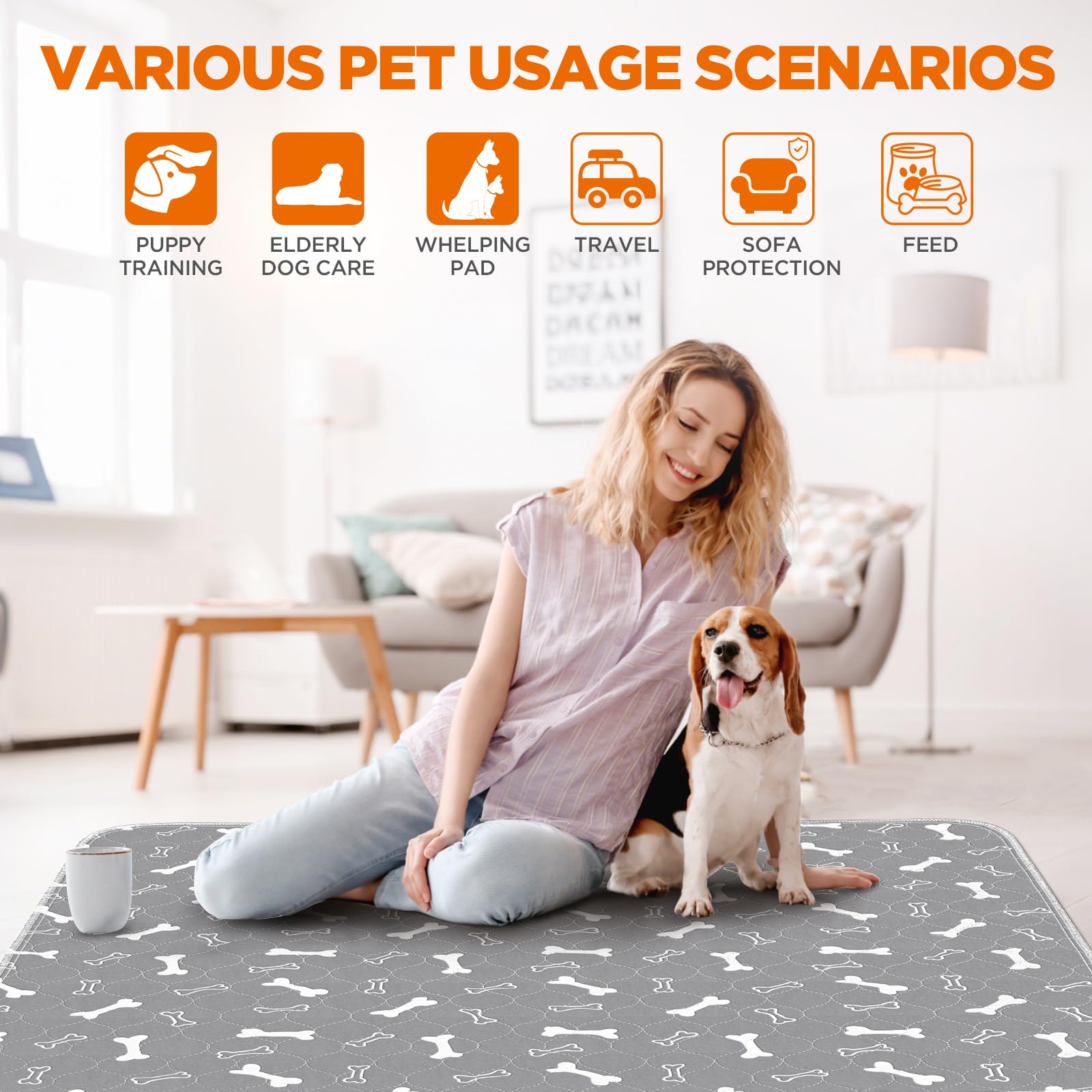 Baodan washable pee pad large 54x54 leakproof layer demonstrates containment.