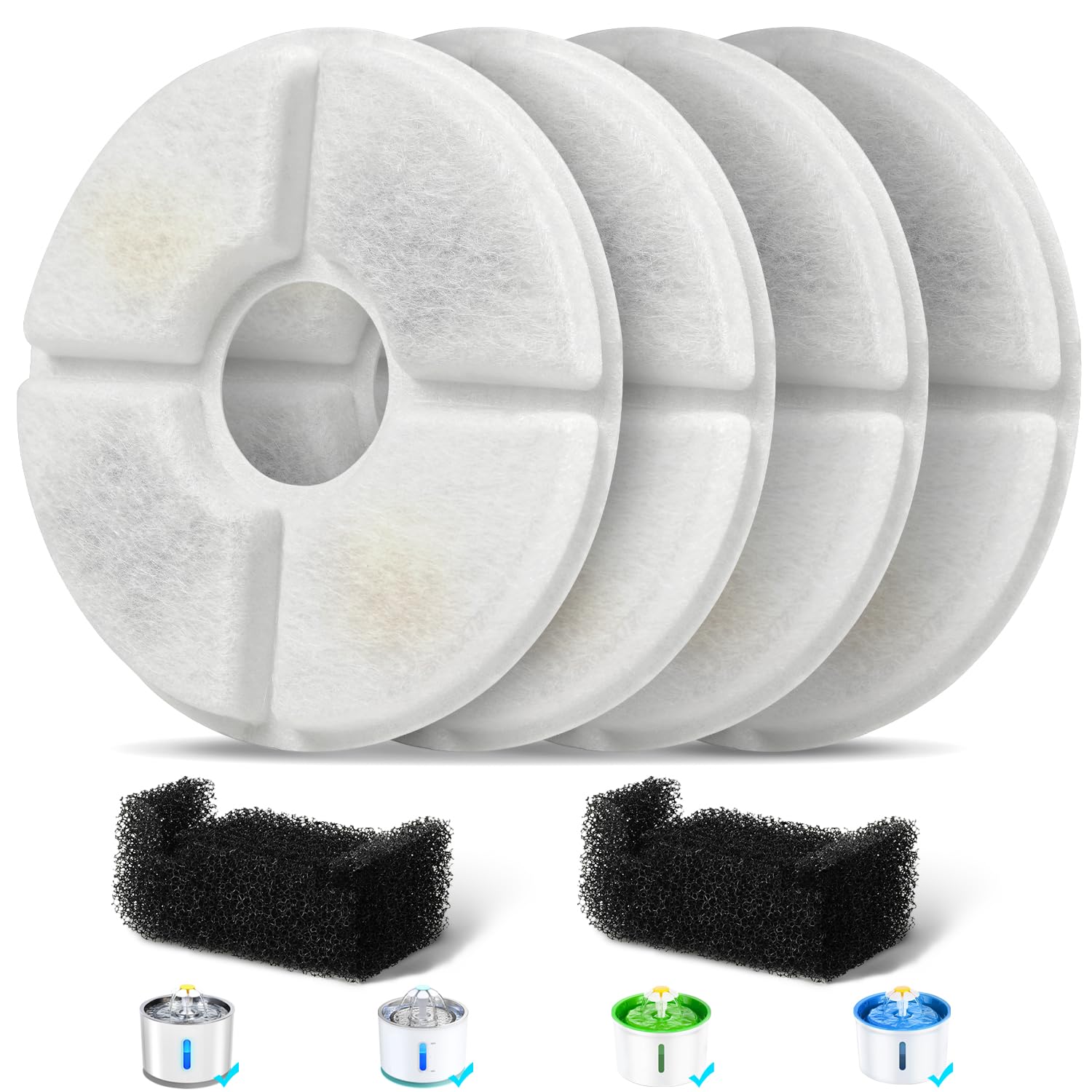 Baofum 81oz round fountain filters front view improve pet drinking water quality