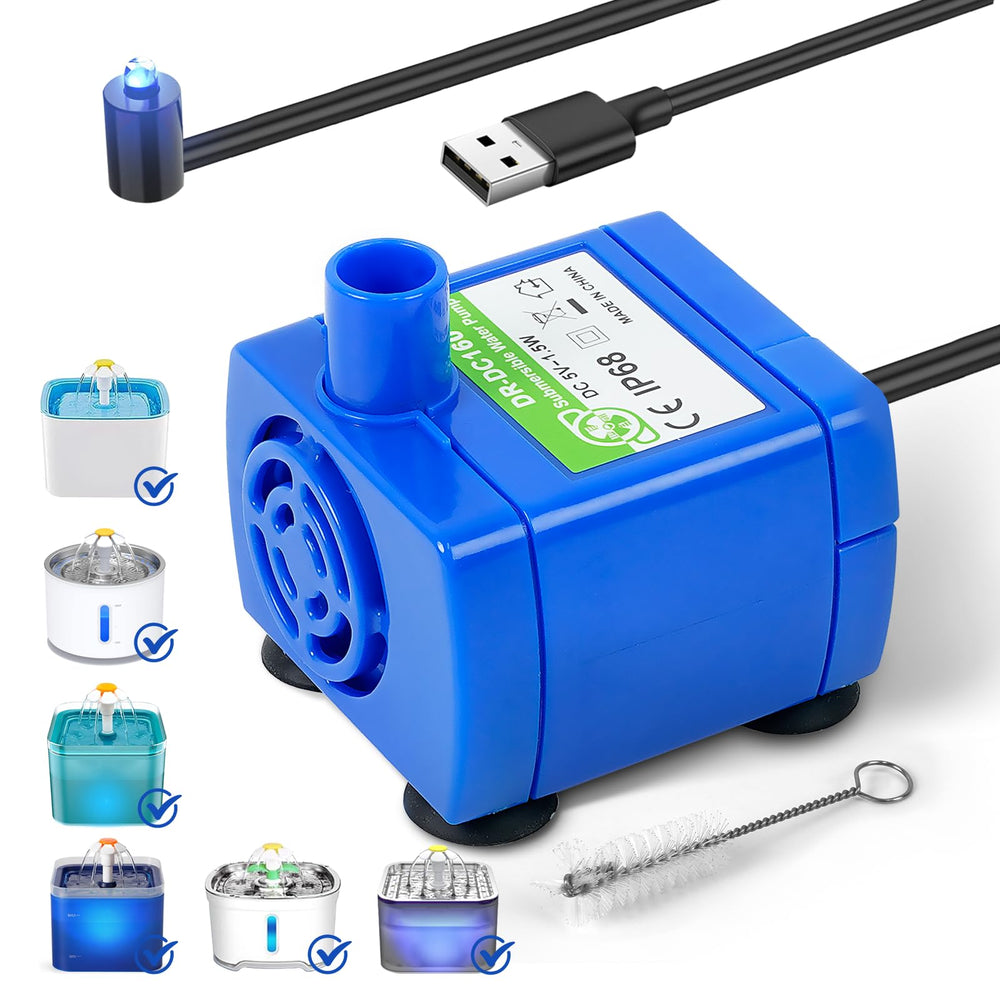 Baofum IP68 DR-DC160 pump with LED light for cat fountains and nighttime visibility