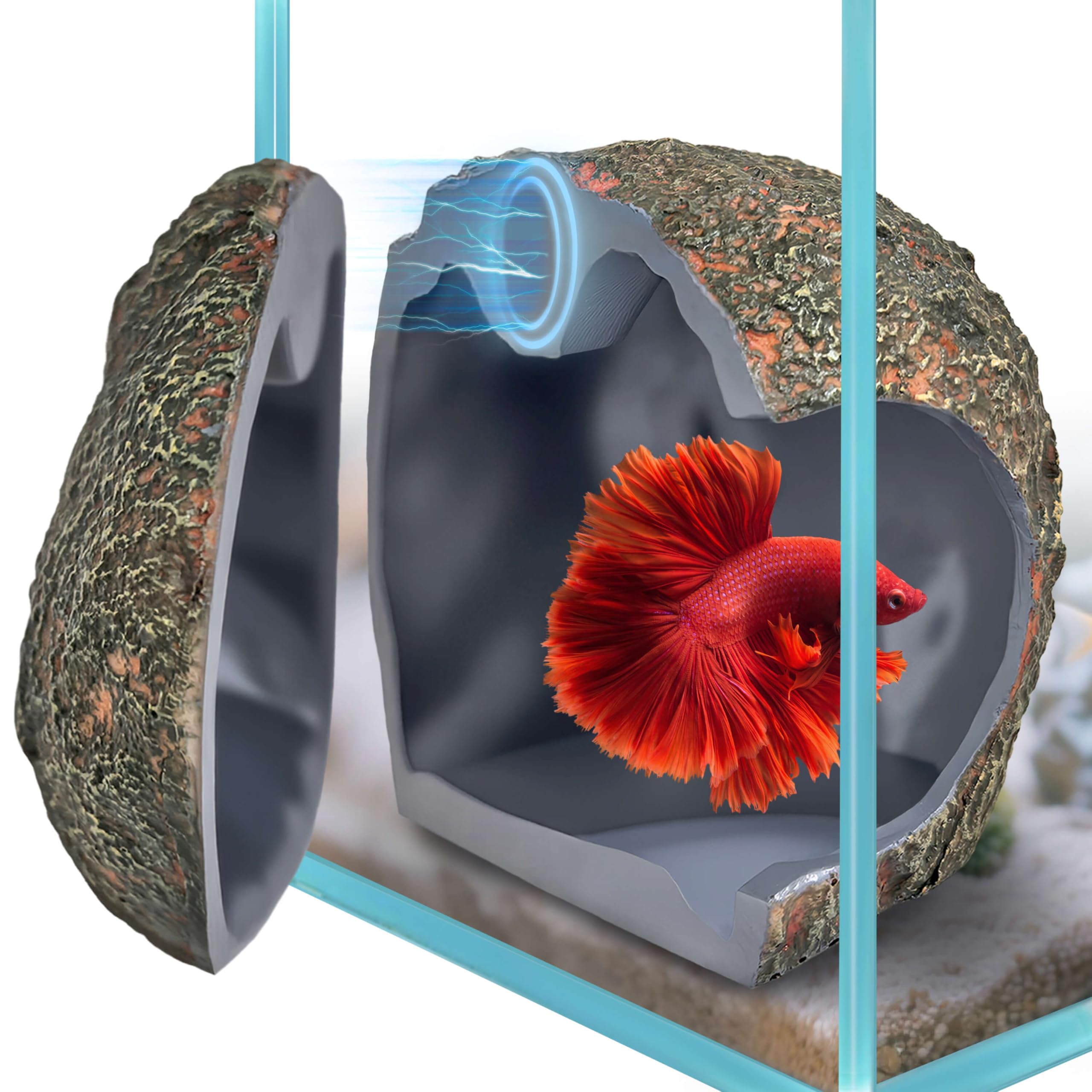 BaoZqua 3rd-Gen magnetic aquarium cave closeup showing strong glass grip.