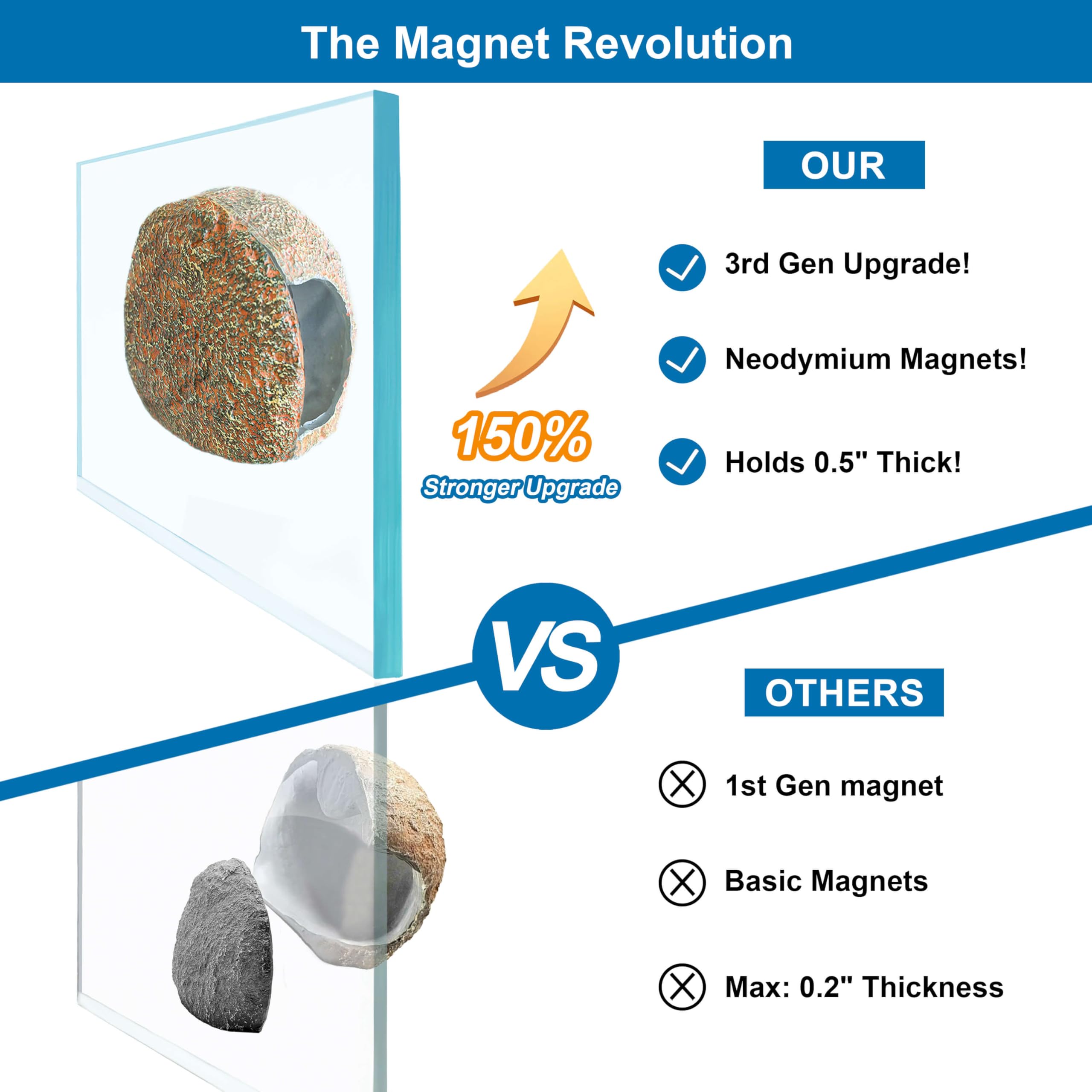 BaoZqua 3rd-Gen magnetic cave in tank demonstrates versatile mounting options.