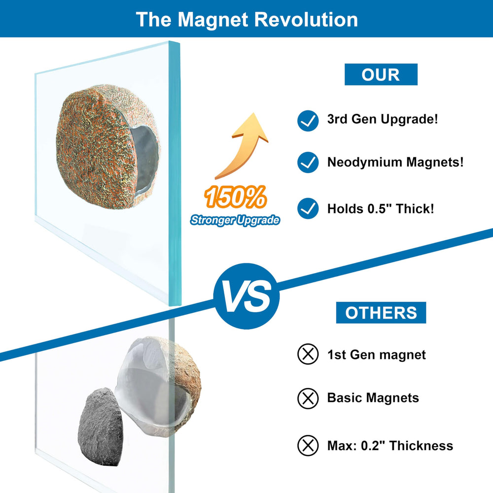 BaoZqua 3rd-Gen magnetic cave in tank demonstrates versatile mounting options.