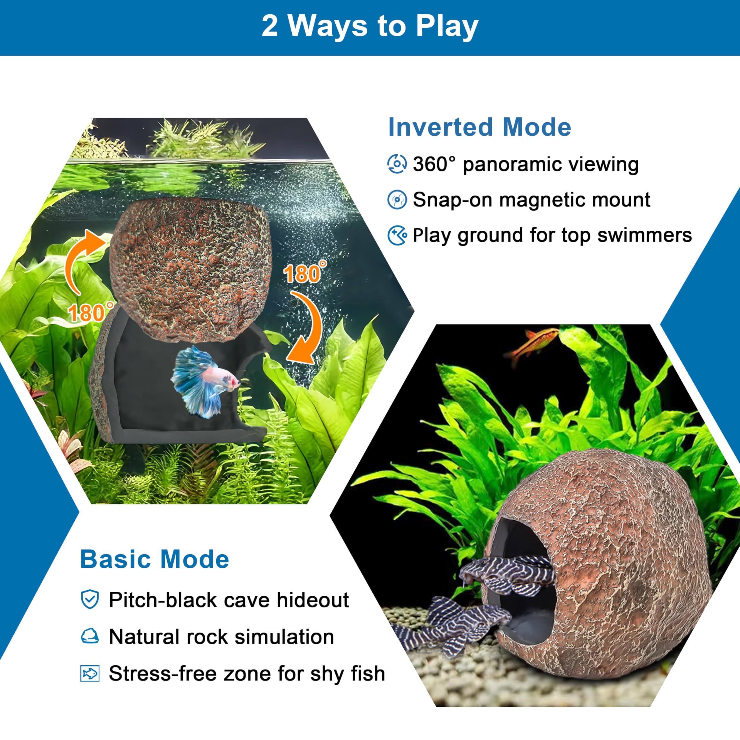 BaoZqua multi-species retreat provides shelter for small fish and reptiles.