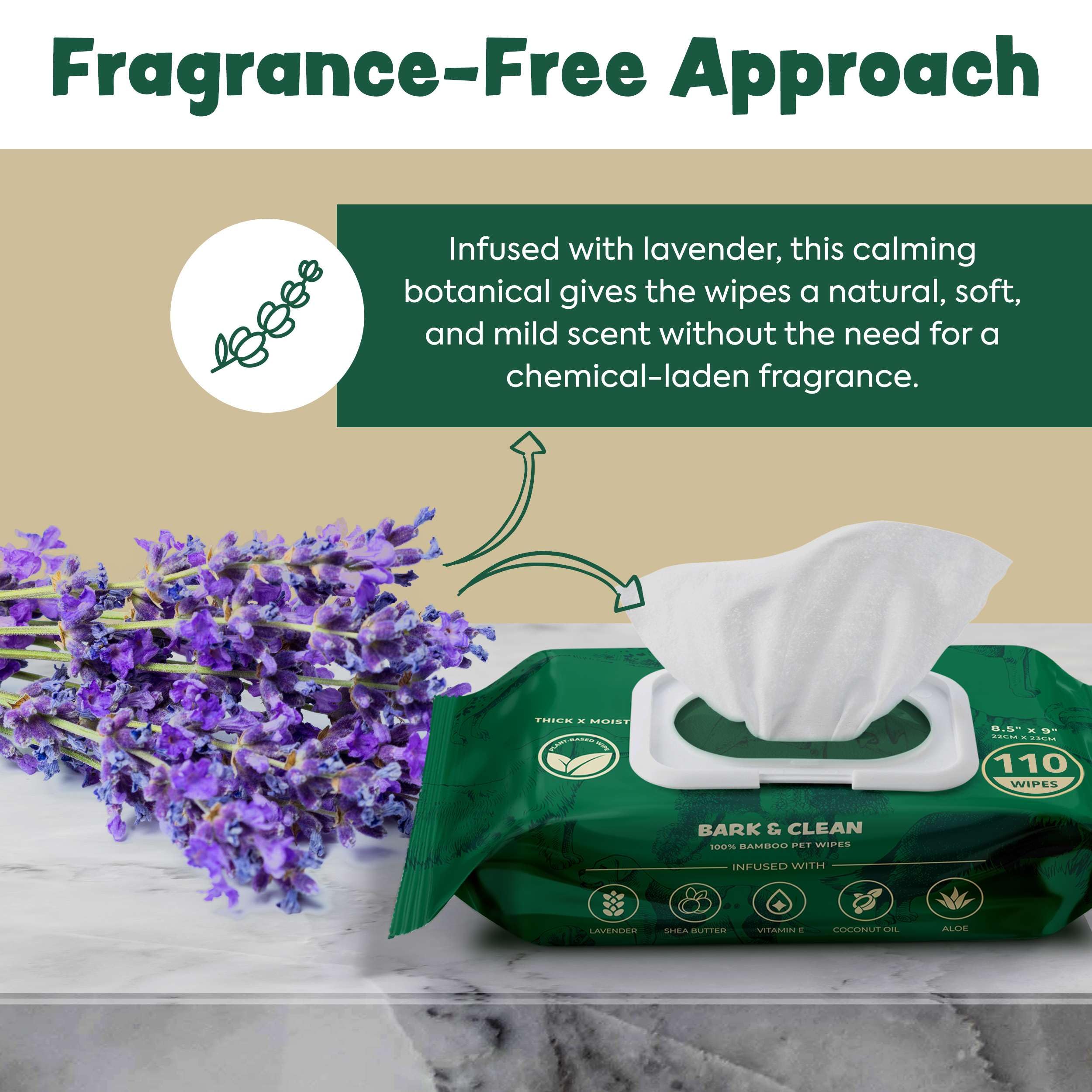 Bark & Clean resealable lid keeps wipes moist for on-demand grooming sessions.
