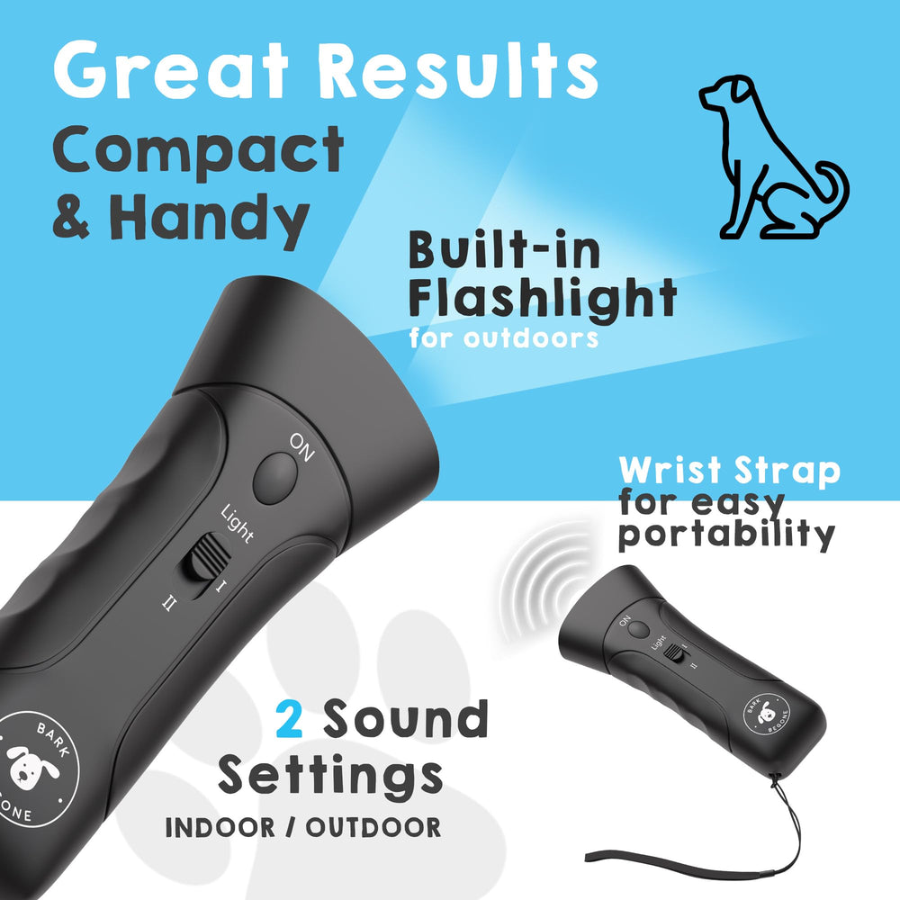 Bark Begone two settings—dual modes for indoor and outdoor use.