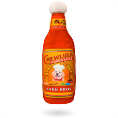 Bark Bros Chewlula sauce bottle toy side view for interactive play.