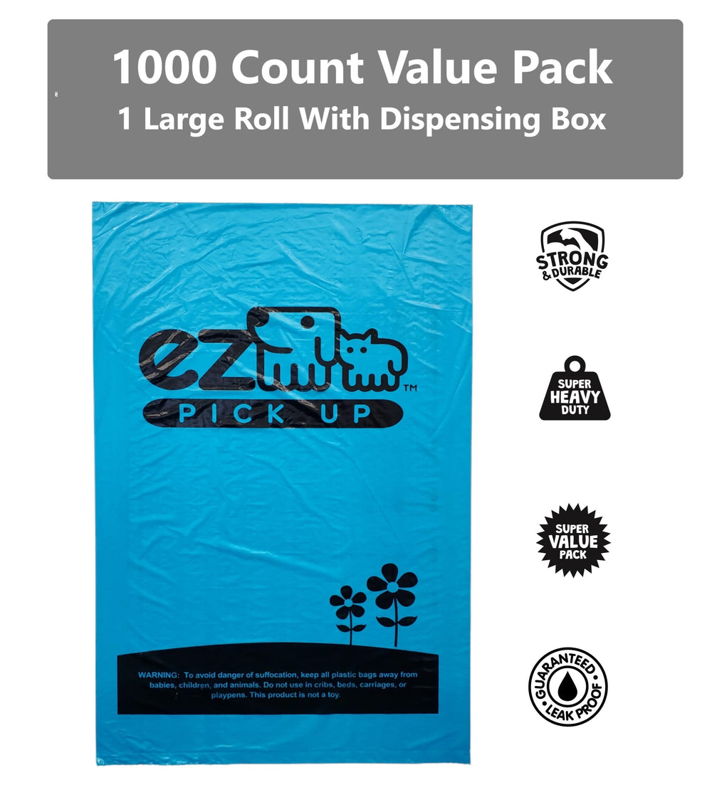 Bark EZ Pickup unscented blue bags in dispenser for easy use