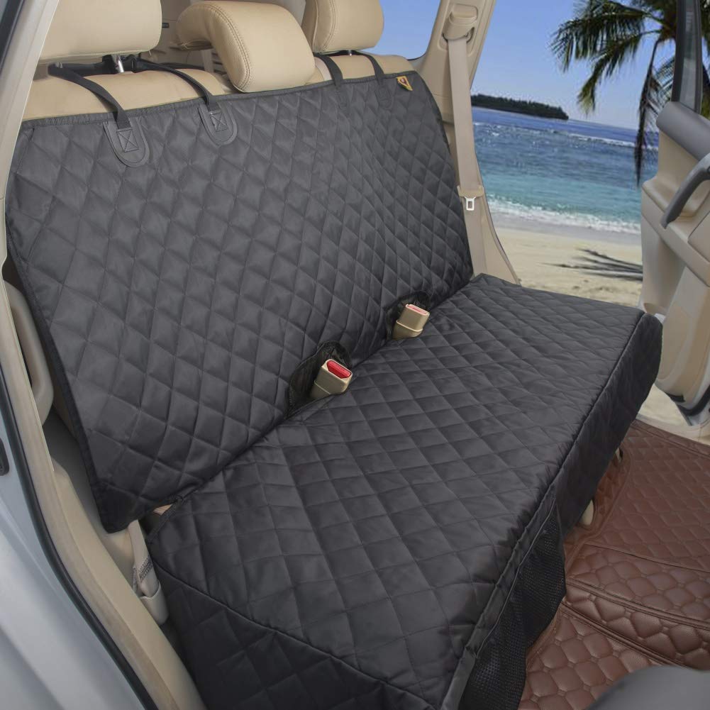 Bark Lover Deluxe backseat protector waterproof cover protects seats during dog rides