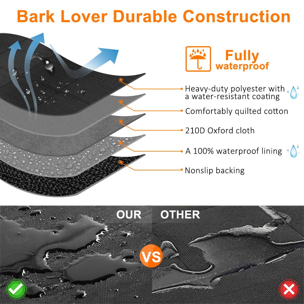 Bark Lover machine-washable seat cover simplifies cleanup after road trips.