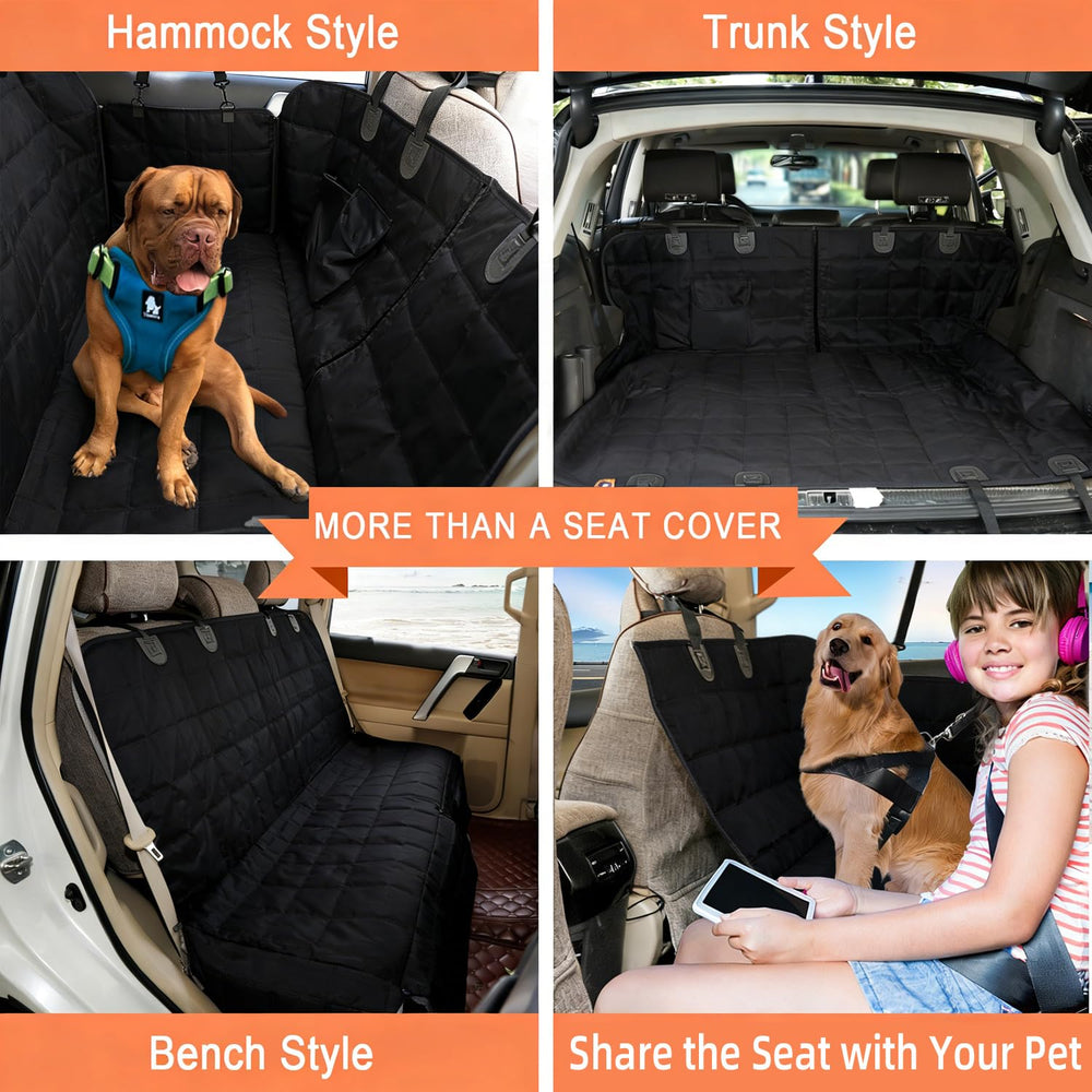 Bark Lover universal fit 54x58 inch backseat cover keeps most cars protected.