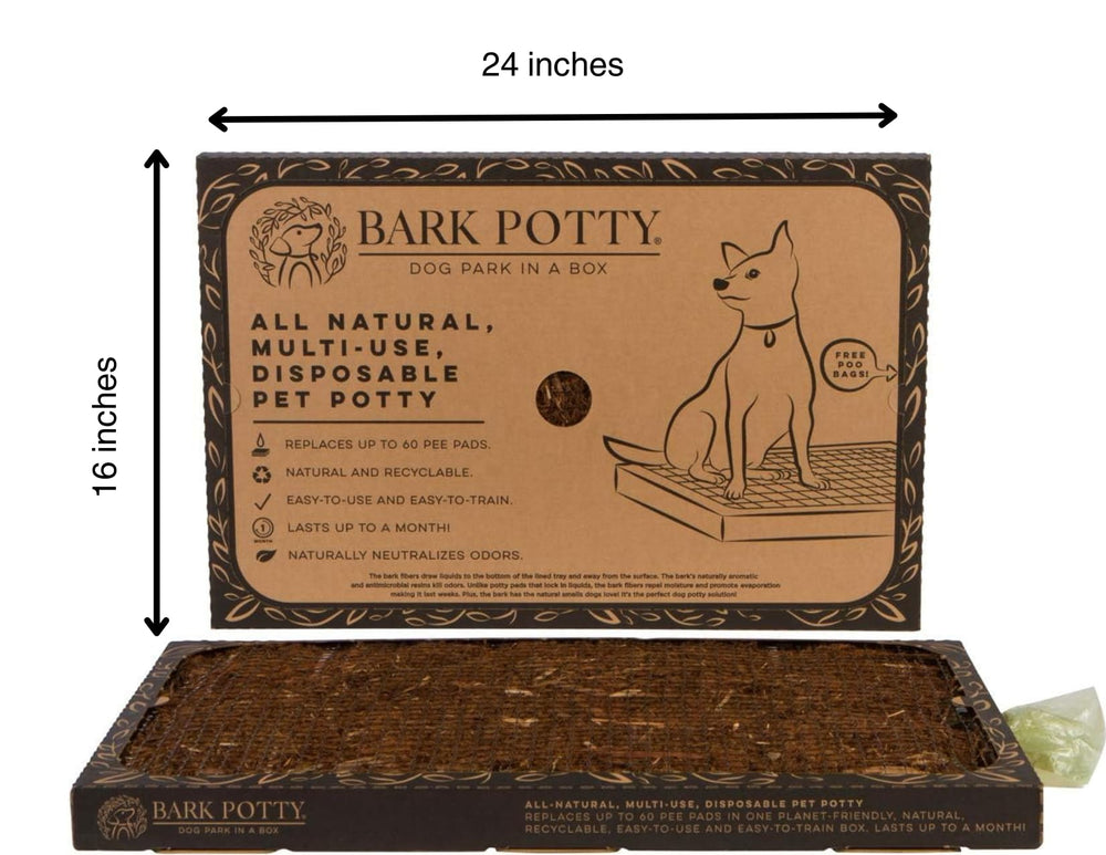 Bark Potty real bark material attracts dogs with familiar scent for easier potty.