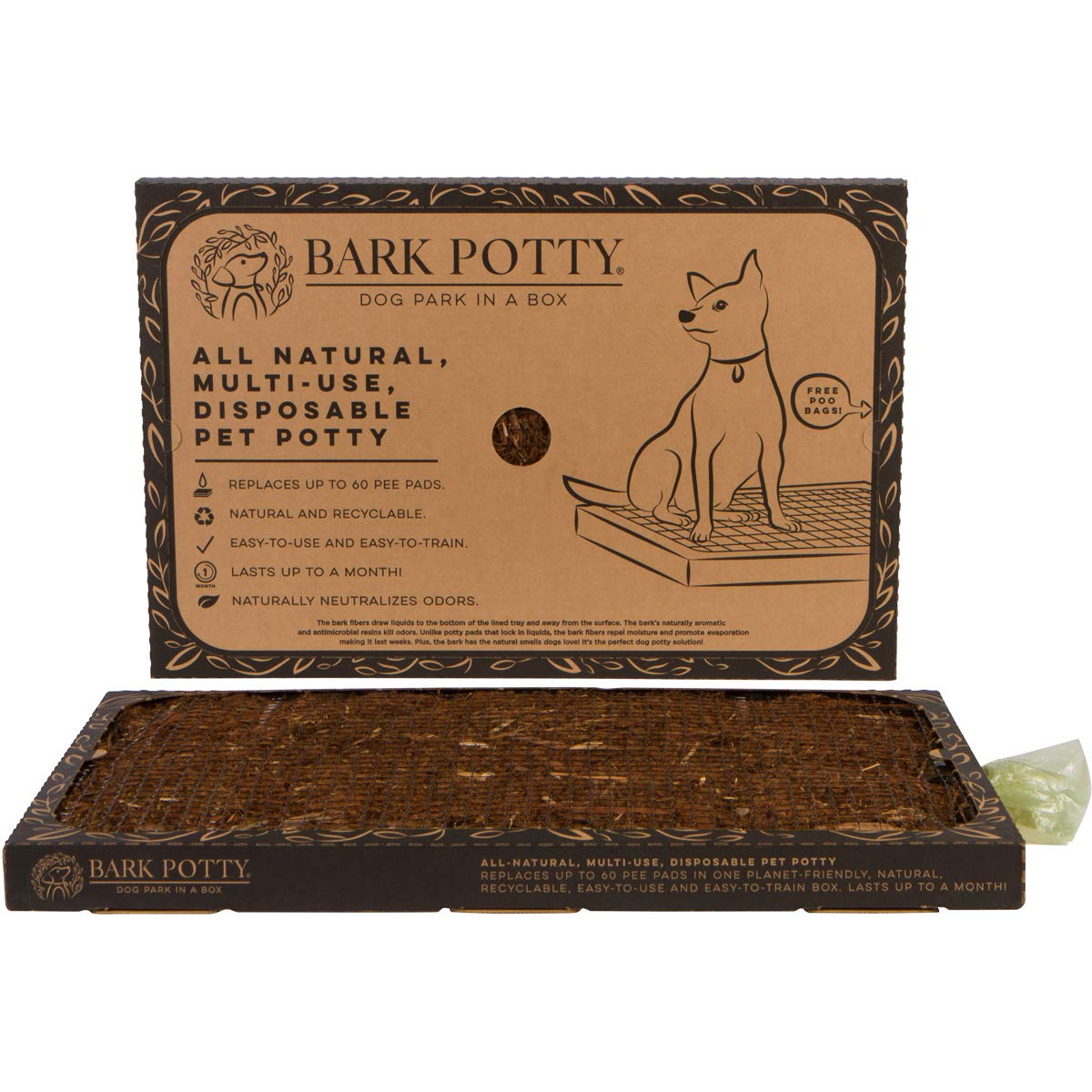 Bark Potty leak-resistant tray keeps floors clean during indoor potty sessions.