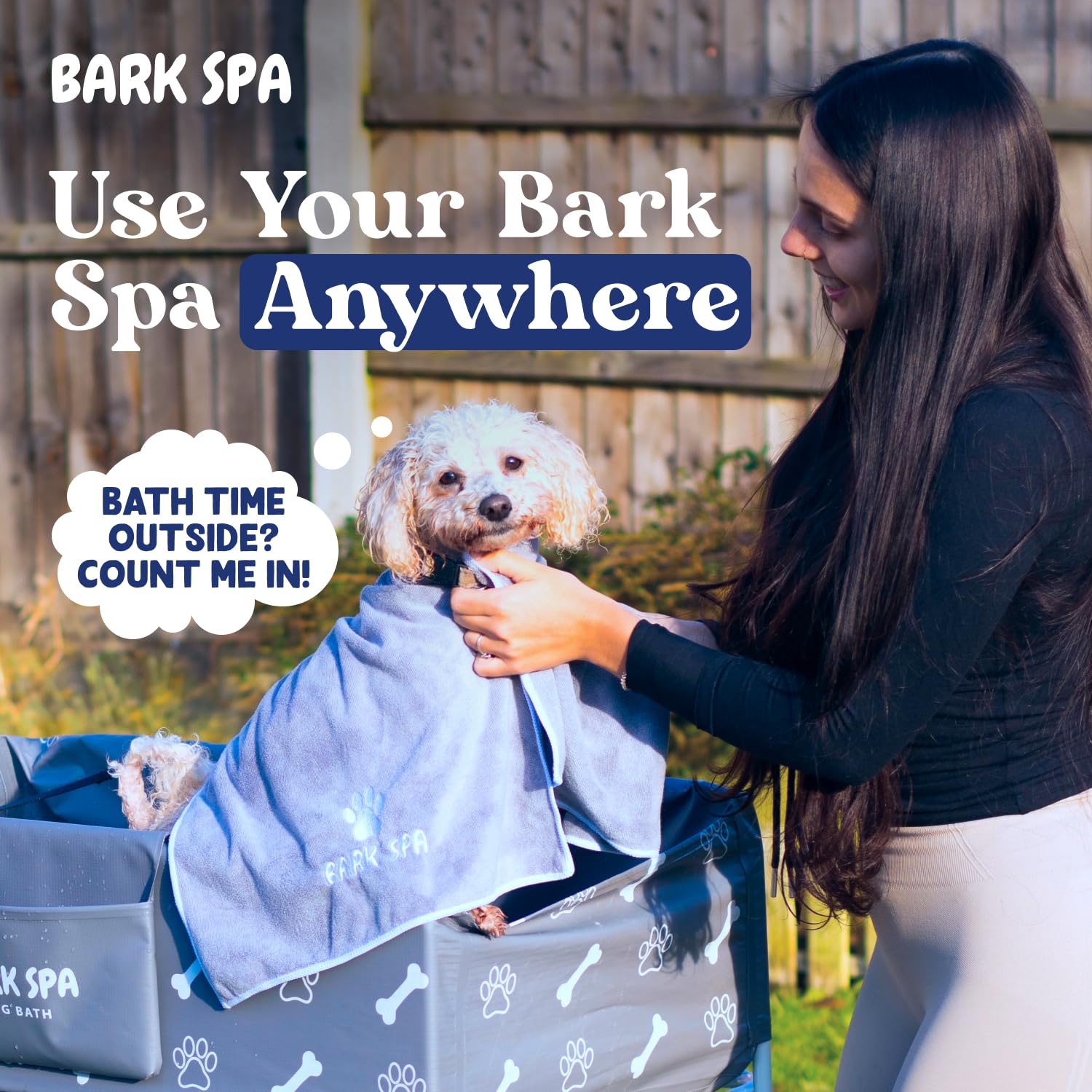 Bark Spa requires 32x21 inch floor space for versatile setups