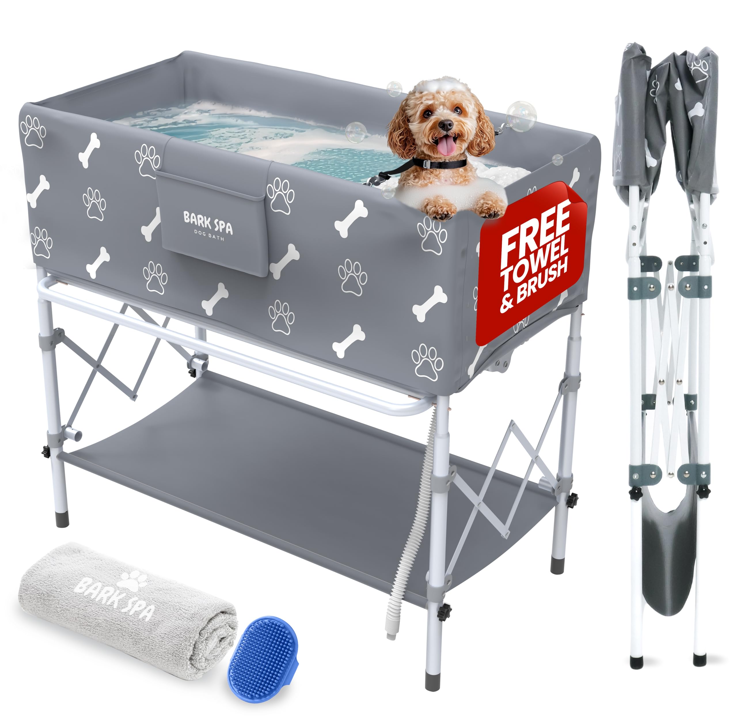 Bark Spa dog bath tub folded and portable for quick outdoor or indoor washes