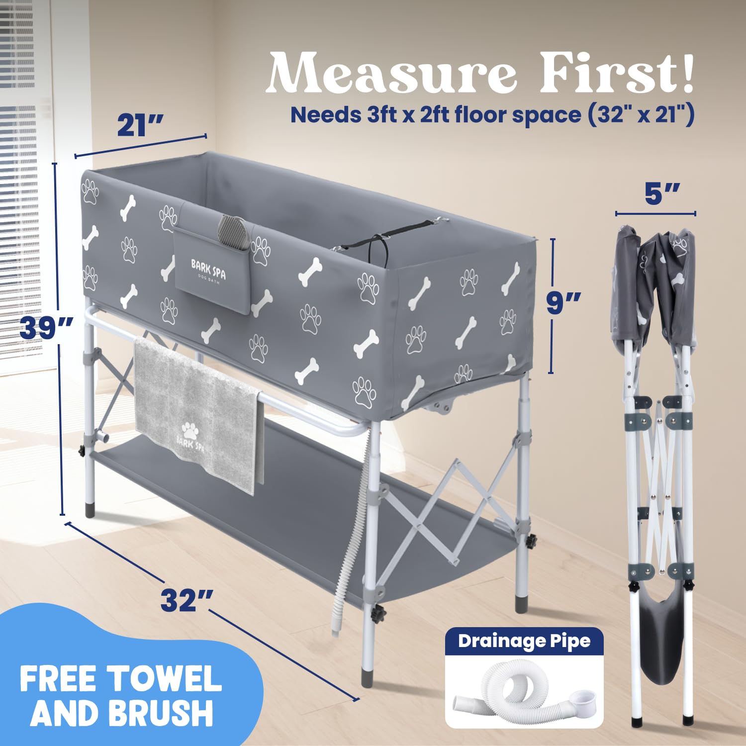 Bark Spa fold-flat design for compact storage between uses