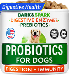 BARK&SPARK dog probiotics chews in a package for daily digestion support.