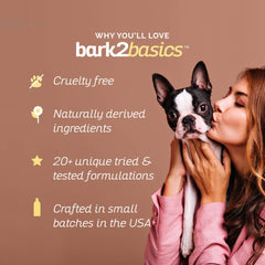Bark2Basics D-Mat conditioner dog coat before-after shows reduced mats and smoother fur