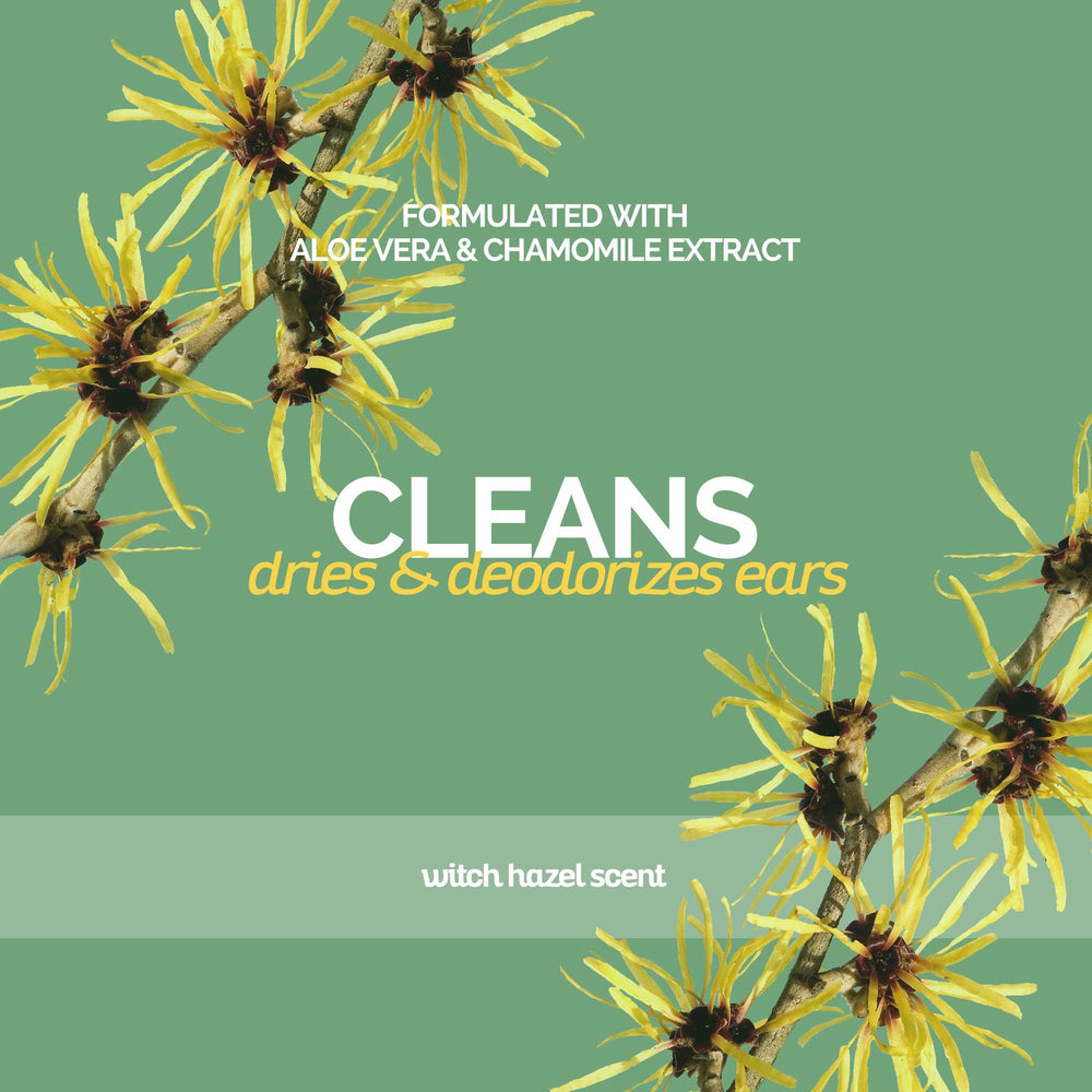 Bark2Basics ear cleaner witch hazel label emphasizes natural cleansing